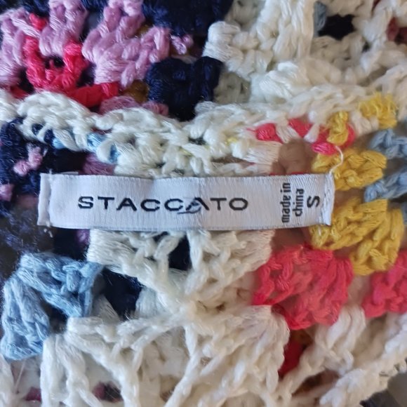 Staccato, Crochet Patchwork Top, Small, Beachy Cover Up, Colorful, Boho, Hippie - Picture 2 of 10